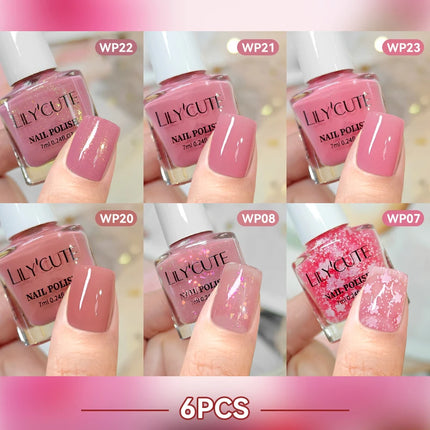 LILYCUTE 7ml 4/6/8/12Pcs Water-Based Nail Polish Set Quick Drying No Lamp Needed Glitter Nail Art Varnish For Nails Manicure