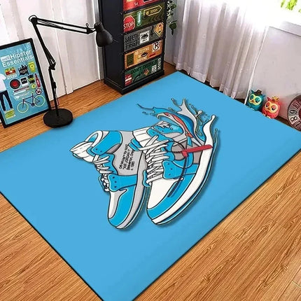 Fashion Shoes Sneakers Logo Print Carpet Rug for Living Room Corridor Bedroom Machine Washable Kid Room Play Floor Mat Gifts