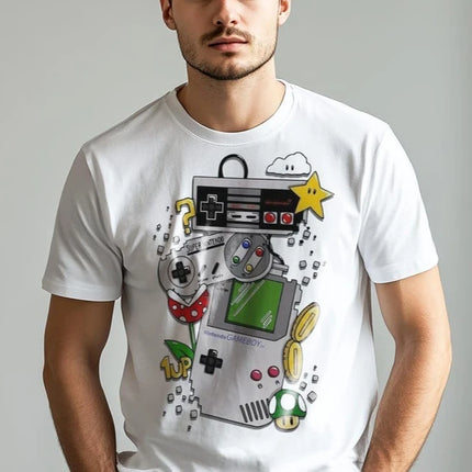 Retro Controllers Gameboy 90s Pixel Art Unisex Soft Cotton Tee Vintage Gamer Gift Nostalgic Video Game Summer T-Shirt Streetwear