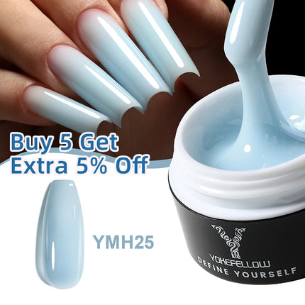 NEW YOKEFELLOW Builder Gel Nail Polish 15g Jelly Blue Hard Gel HEMA TPO Free Extension Gel Colorful Builer Varnish For Nail DIY