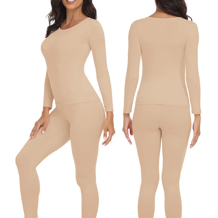Thermal Underwear Suit for Women Long Johns Ultra-Soft Slim Base Layer Cold Weather Keep Warm Top Bottom Set of 2