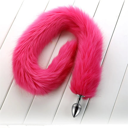 78cm Red Long Fox Tail Anal Plug Metal Butt Plug Prostate Massager Erotic Cosplay Accessories Adult Novelty Sex Toys For Couples