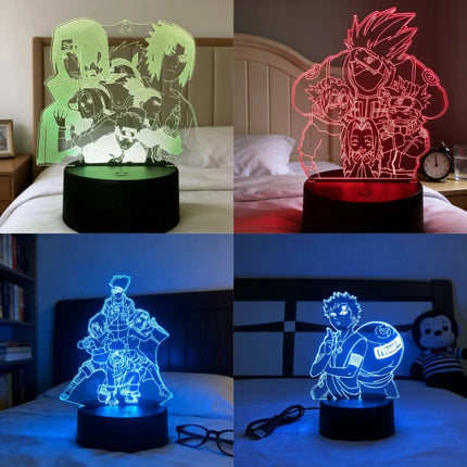 Anime Uzumaki Nar Ut O LED Night Light Toys Akatsuki Kakashi Hatake Kid Bedroom Nightlight Itachi Uchiha 3D Colors Lamp Decor