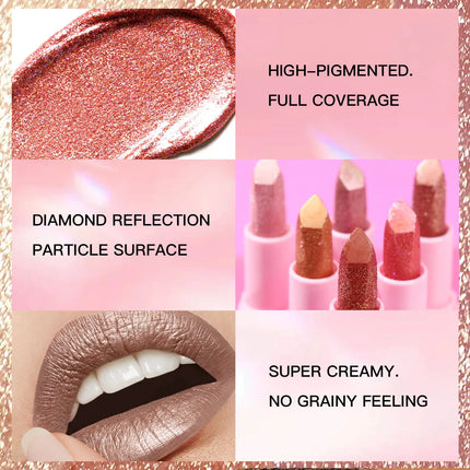 USHAS New Pearlescent & Matte Lipstick Long-Lasting Transfer-Proof Waterproof Non-Stick Cup Formula