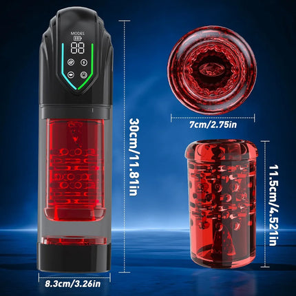 Male Automatic Masturbator Cup Thrusting Rotation Licking Sucking Penis Pump Pocket Pussy Blowjob LED Display Sex Toys for Men