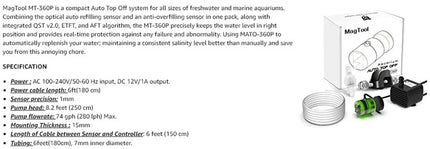 MagTool AUTO TOP Off(ATO) ATO-360P Aquarium Water Refill Pump Smart Automatic Accessory For Fish Tanks And Aquariums Set Filter