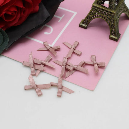 100pcs 1-2cm ( Very small ) Mini Polyester Satin Ribbon Bows Tie Scrapbooking Embellishment Hair Clips Pets Hair Bow Crafts