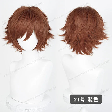 Anime Upgraded 32cm Short Flipped Ends Cosplay Wig Green Blue Purple Pink Man Women Heat Resistant Synthetic Hair