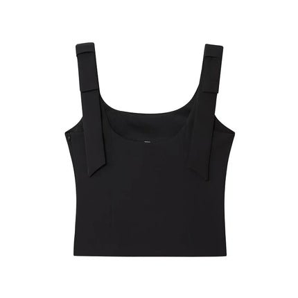 WOMAN 2025 Bow Crop Top Woman Yellow Sexy Backless Top Women White Sleeveless Tops for Women Summer Camisole Bustier Top Female