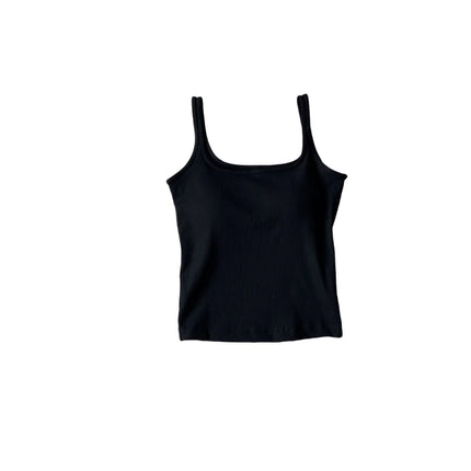 Women's Vest with Built-in Bra Pad Elastic Ribbed Square Collar Csole Tank Top ort Length  Color Versatile Summer F...