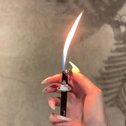 New Butane Gas Lighter Portable Metal Inflatable Lighter Katie Cat Pattern Gas Lighter Cigarette Accessories Small Gifts