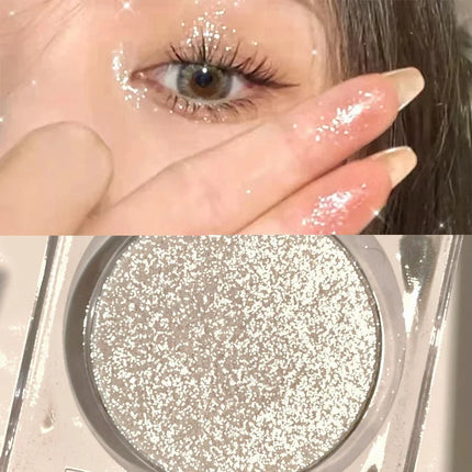 Monochrome White Shiny Highlighter Palette Gorgeous Glitter High Gloss Long Lasting Pearlescent Shimmer Brighten Bronzers Makeup