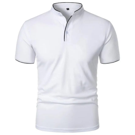 New Men's Short Sleeve Collar Polo Shirts Summer Solid Color Casual Polo Shirt Trendy Breathable Loose Basic Splice Oversize Top