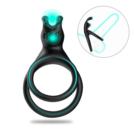 2 In 1 Men's Silicone Penis Ring Clitoris Stimulator Cock Ring Ejaculation Delay Penisring Erection Ring for Men Couples