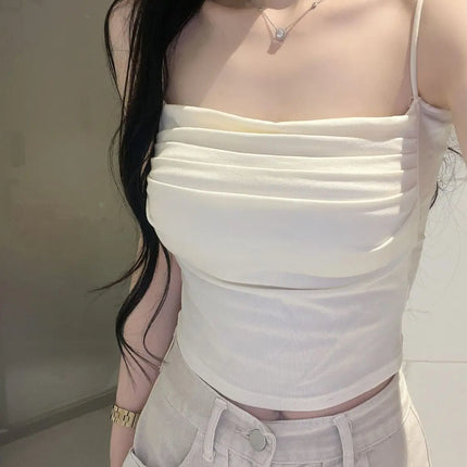 Design Sensation Beautiful Strap Vest Women's White with Chest Pad Outdoor Wear Slimming New Model Inner Match Base Shirt Cov...