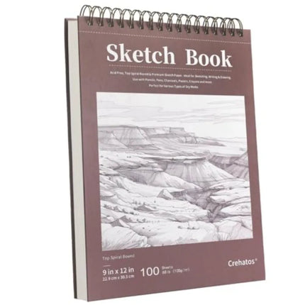Sketch Book, Top Spiral Bound Sketch Pad, 100 Sheets 68lb/100gsm Drawing Paper, 1 Pack