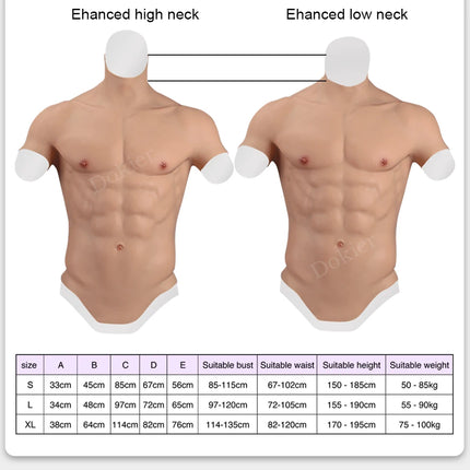 Dokier Silicone Realistic False Fake Muscle Belly Body for Cosplayers Artificial Simulation Muscle Chest Man Crossdressers - TOYS-SUCE