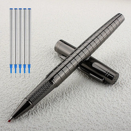 monte mount School Office Stationery Supplies Luxury Metal gray lattice Roller ball Pen 0.7mm Metal Ballpoint Pens for Gift