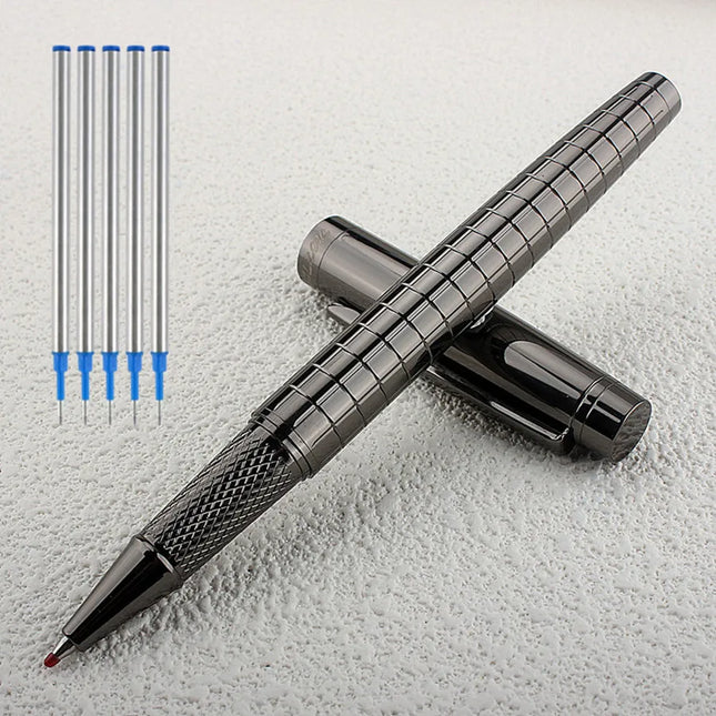 monte mount School Office Stationery Supplies Luxury Metal Gray Lattice Rollerball Pen 0.7mm Metal Ballpoint Pens for Gift