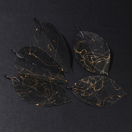 5pcs/set 40-60mm Electroplated Leaf Pendants Mixed Gold Color Natural Leaves Charms For DIY Necklace Earrings Jewelry Accessorie