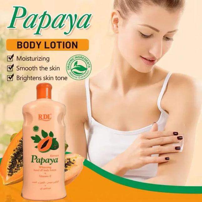 RDL Papaya Whitening Hand Body Lotion + Vitamin E 600ml Moisturizing Brightening Skin Tone Smoothing Antioxidant Nourish Skin Care