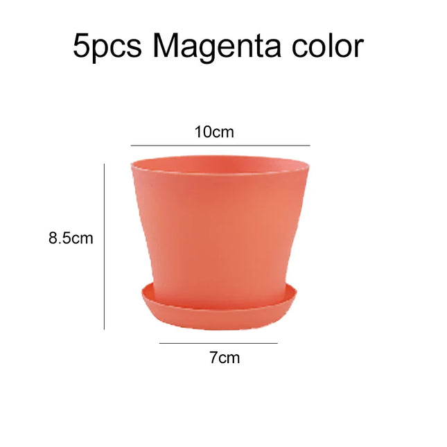5pcs Mini Flower Pot with Tray Thickened Resin Plastic Ventilation Balcony Desktop Decoration Greenery Succulent Gardening TMZ