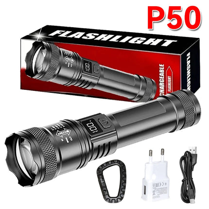 Powerful P50 Led Flashlights 2000LM Ultra Bright Tactical Light Emergency Spotlights Telescopic Zoom Light Builtin 18650 Battery