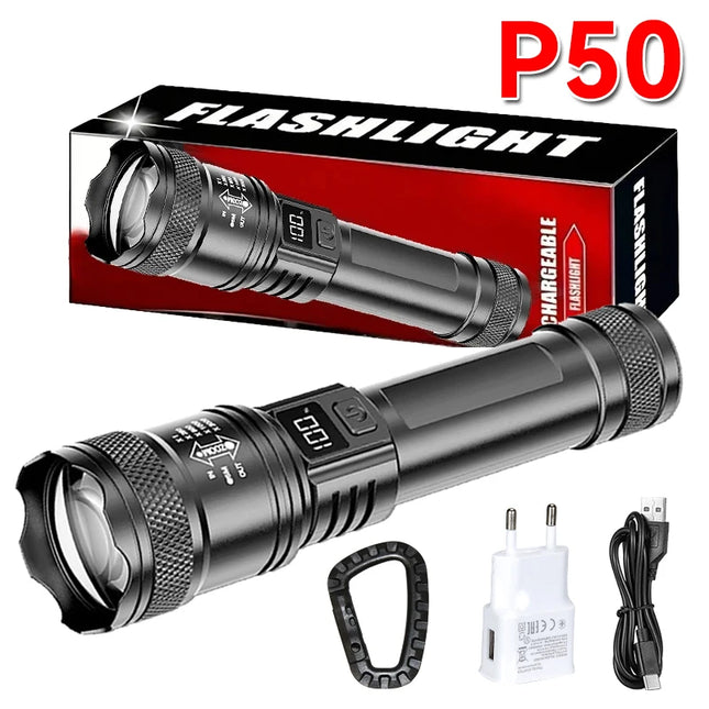Powerful P50 Led Flashlights 2000LM Ultra Bright Tactical Light Emergency Spotlights Telescopic Zoom Light Builtin 18650 Battery