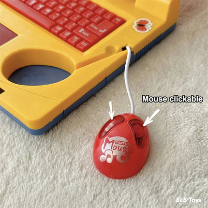 Simulation Laptop Toy Light Music Cartoon Children's Early Education Enlightenment Computer with Mouse Children's Birthday Gift