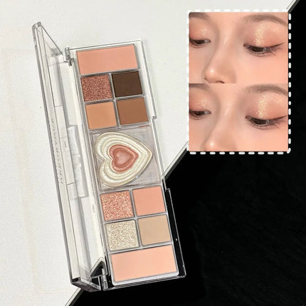 12-Color Tea Apricot Eye Makeup Palette Low Saturation Eyeshadow Palette Pearlescent Matte Shimmer Earth Color Eye Shadow Beauty