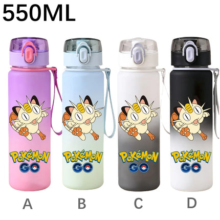 550ML Pokemon Sports Water Bottle Pikachu Mewtwo Gengar Eevee Portable Cartoon Drinking Cup Outdoor Hiking Gym Fitness Jugs
