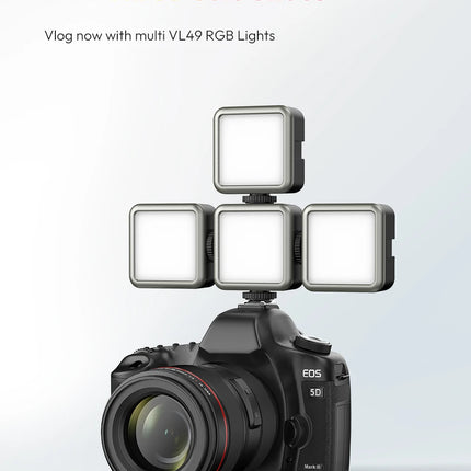 Ulanzi VL49 RGB Camera Light LED Video 2500K-9000K 800LUX Magnetic Mini Fill Light 3 Cold Shoe 2000mAh Type-C for Youtube