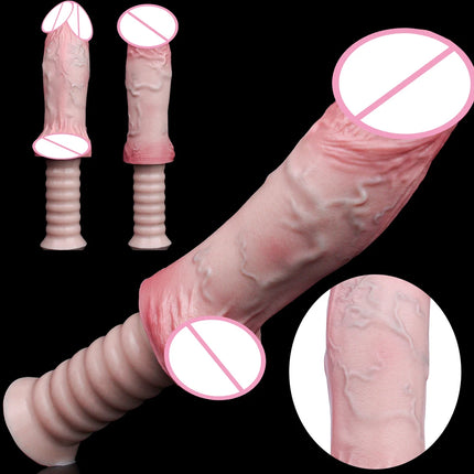 SXXY Soft Double Layer Dildo With Handle Silicone Skin Touch Handle Butt Plug Long Male Female Masturbator Sex Toys Sexshop