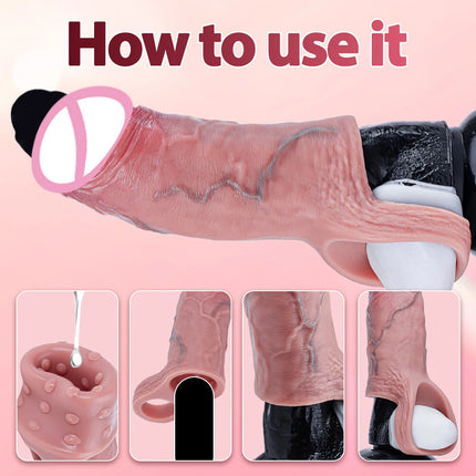 Open Ejaculation Penis Rings Realistic Male Silicone Dick Extension Sleeve Dildo Enlargement Delay Pleasure Enhancing Sex Toy