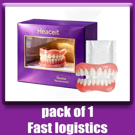 Comfort Silicone Dentures, Unisex Upper/Lower Teeth, DIY Temporary Fix for Confident Smile in Minutes