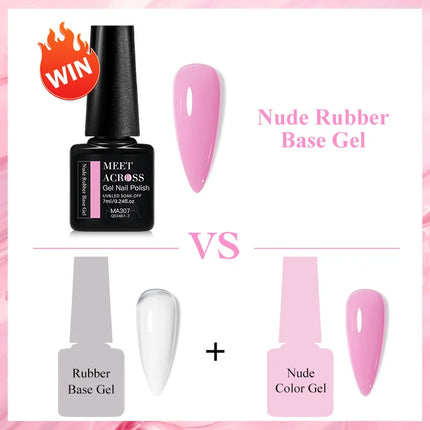 7ml Nude Rubber Base Gel Nail Polish 2 In 1 Semi Permanent Colorful Nail Art UV LED Gel For Nails Manicure Soak Off Varnishes