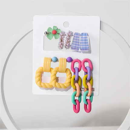 Green Butterfly Heart Dangle Earring Set for Girls Acrylic Gold Color Pearl Set Ear Rings 2023 New Fashion Jewelry Gifts
