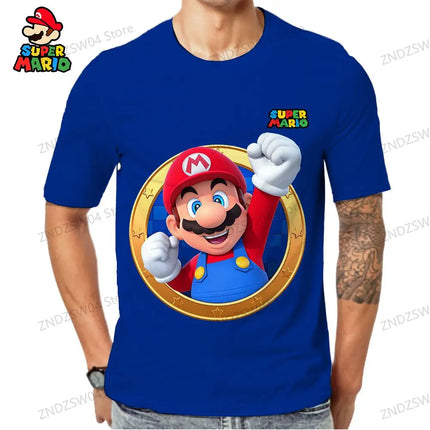 Mario 2024 Y2k Harajuku Style Men's Children's T-Shirt Quick Dry Parent-child Wear Tops Streetwear Fashion 110-6XL Oversize Man