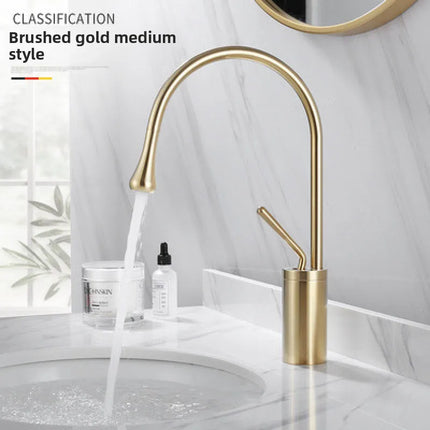 Modern Basin Faucet Brushed Gold Black Silver Faucet Deck Mounted Basin Sink Tap Mixer Hot Cold Brass Tap for Bathroom