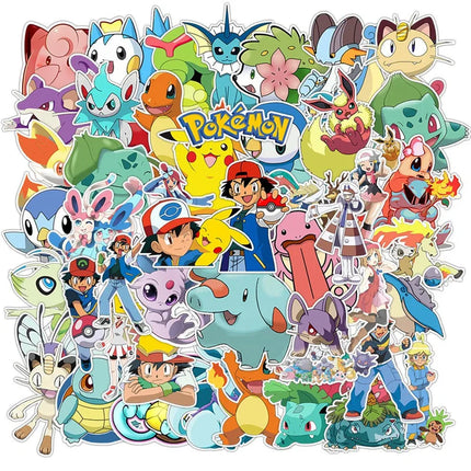 200pcs Non-duplicate Random Cartoon Anime Cute Pikachu Pokemon Children Waterproof Stickers