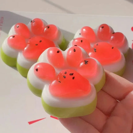 Cute Summer Limited Watermelon Cat's Paw Antistress Foot Squishy Toy,Fidget Toy, Mochi Squishy, Stress Reliever  Squeeze Toys
