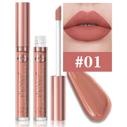 DUNUF 18 Color Matte Velvet Lipstick Waterproof Long-lasting Nude Matte Lip Gloss Clear Moisturizing Lip Oil for Women Makeup