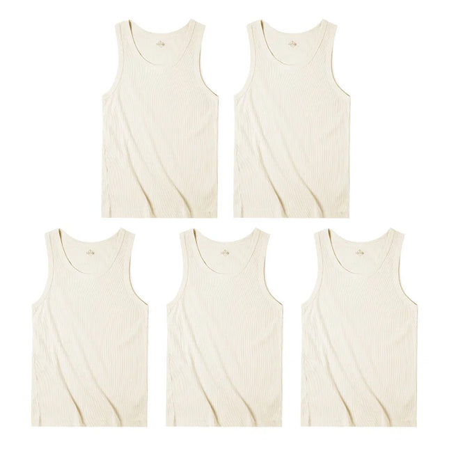 Maden Casual Men's Sleeveless Tank Tops Heavyweight Solid Color Ribbed Vest for Summer Slim Fit Sports Fitness Training T-shirt