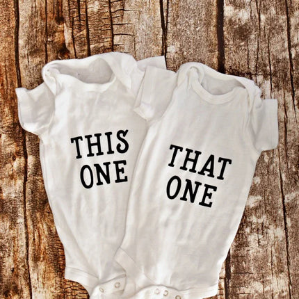 Buy One Get One Free Twins Baby Bodysuits Clothes Funny Baby Boy Girl Clothing Summer Toddler Jumpsuits Twin Infant Shower Gifts