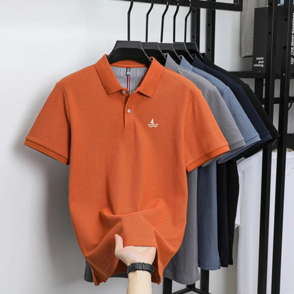 Luxury brand 100% cotton short sleeve polo shirt men's fashion sailboat embroidered T-shirt summer comfort breathable casual top
