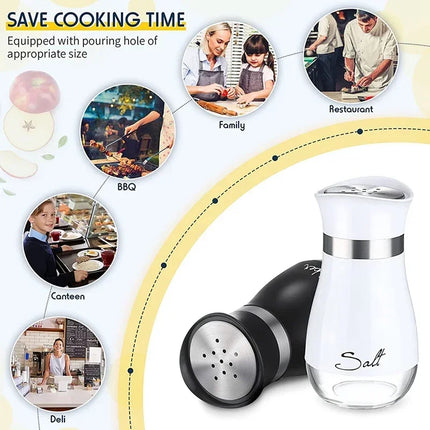 2pcs Seasoning Shaker Glass Bottles Spices Storage Barbecue Condiment Jar Salt Pepper Boxes For Kitchen Gadget Tools Organizer