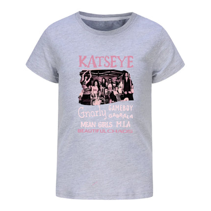 Hot Katseye Funny Print T Shirt Kids Summer Clothes Girls Short Sleeve T-Shirt Toddler Boy Cotton Casual Tops Children's Fashion