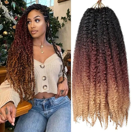 Marley Twist Braiding Hair 18Inch Long-Lasting Fluffy&Tangle-Free Cuban Twist Hair Crochet Hair Ombre Honey Brown T1B/30/27