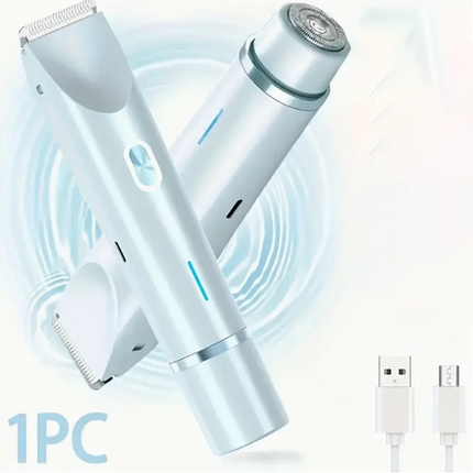 2-in-1 Dual-Head Electric Trimmer for Women – Gentle Precision for Face, Body & Bikini