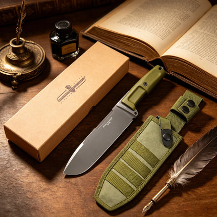 ONTOS II - High-Strength Camping Emergency Outdoor Knife, Made of N690 Steel, Compact Fixed Blade Fruit Knife